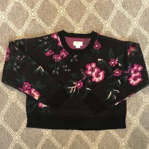 Anthropologie Cropped Floral Sweater